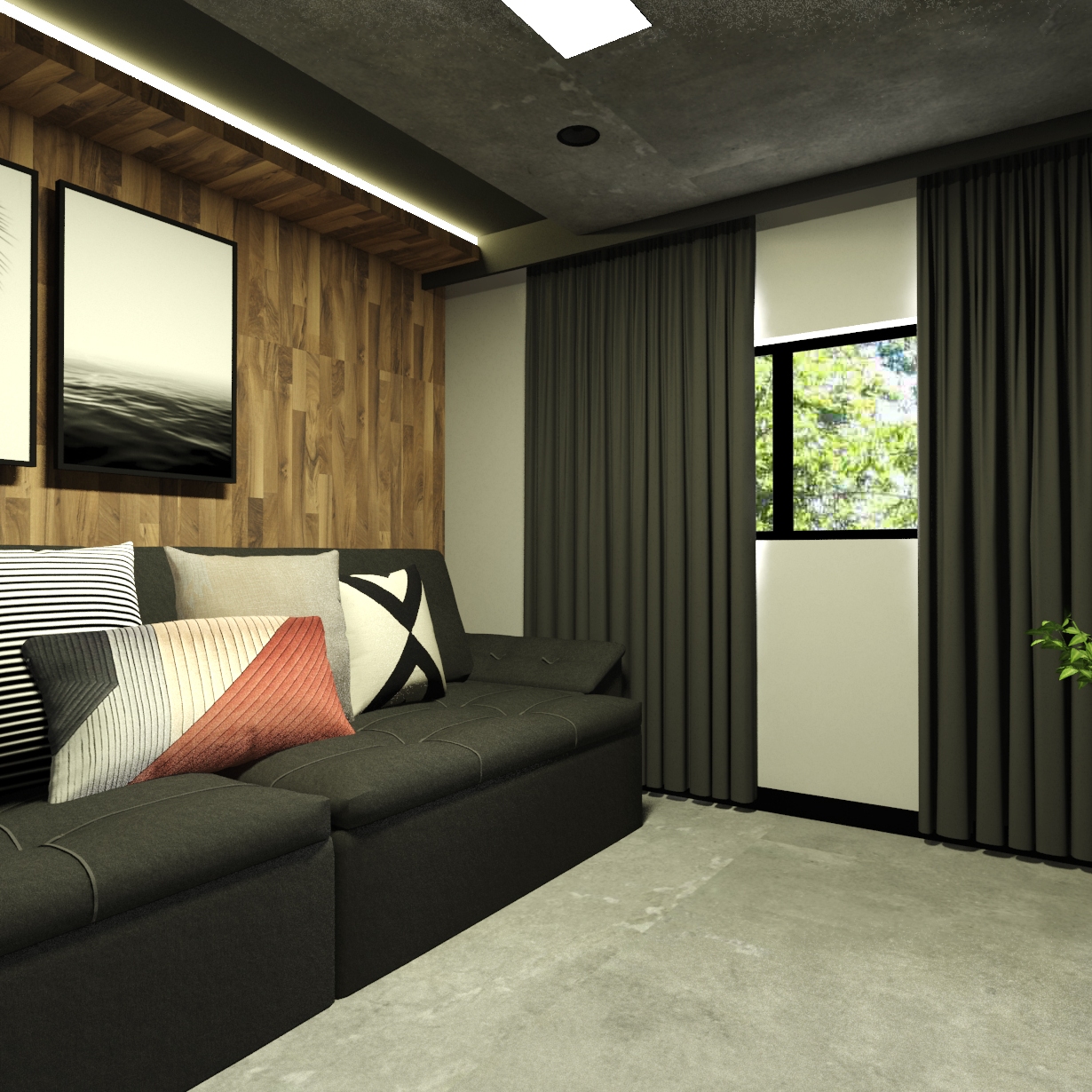Projeto Bragi Home Theater - sala de tv moderna - projeto de design de interiores em curitiba -Imagem 01